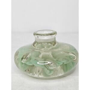 Vintage Glass Candle Holder Flower Claire Paper Weight Mid Century Glass Art